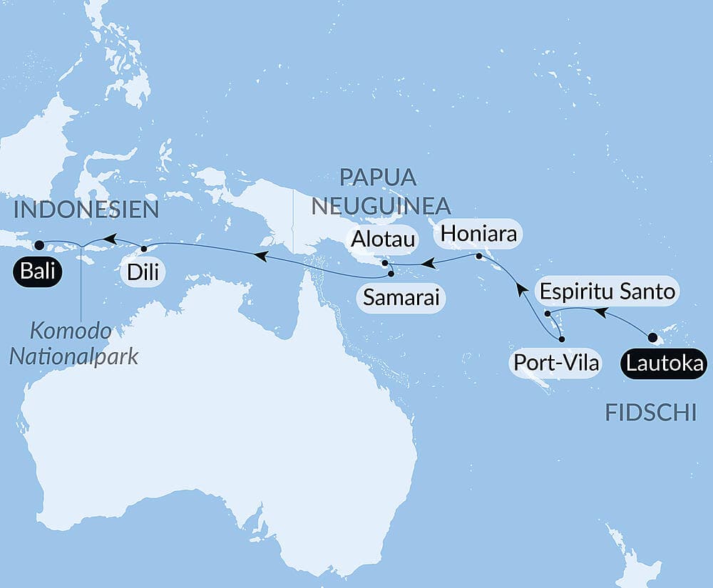 Von den Fidschi-Inseln nach Bali null