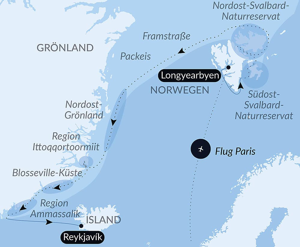 Im arktischen Eis von Spitzbergen nach Grönland null